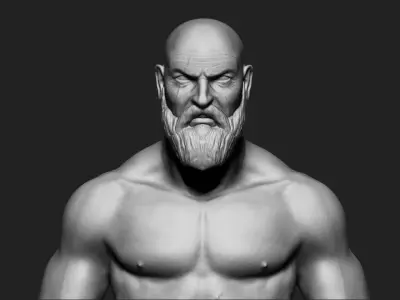 kratos old man with beard 3D model