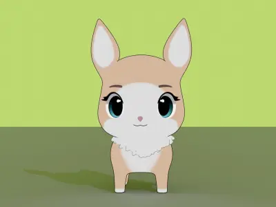 Stylized Toon Rabbit Low-poly 3D model