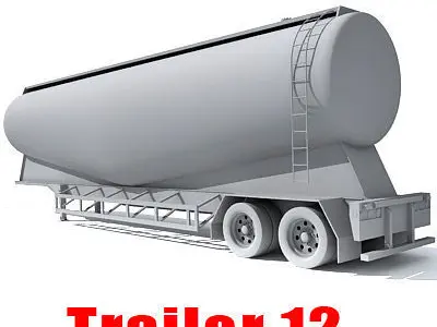 Set of Truck 4 Trailers 3D model