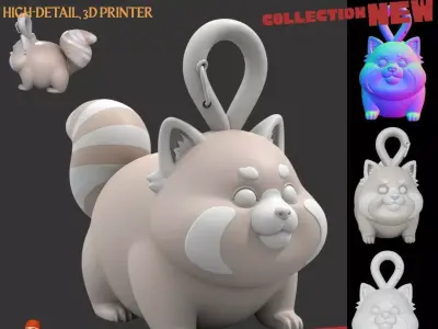 Cute Red Panda Keychain 3D Printable Stylized Animal Figure 3D print model