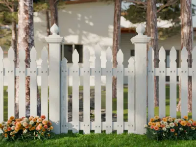 Modular Fence Pack Low-poly 3D model