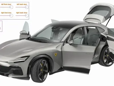2023 Ferrari Purosangue SUV Grey Rigged 3D model
