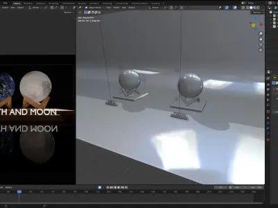 HOUSE DECORATION MOON AND EARTH Low-poly 3D model