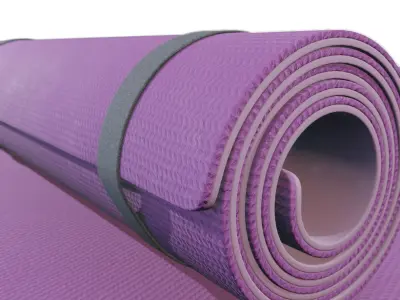 Yoga Mat - Rolled and Unrolled 3D model
