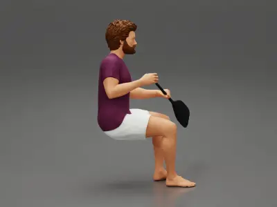 Man rafting on river 3D print model