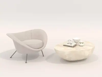 Modern Coffee Table and Armchair Set 52 3D model