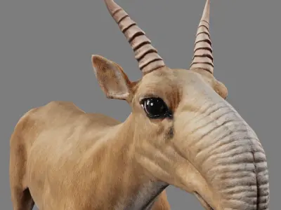Saiga Antelope Without Bone Low-poly 3D model