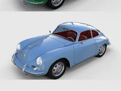 Porsche 356 with interior Pack 3D model