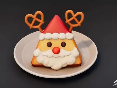 Santa Pretzel Cookie Low-poly 3D model
