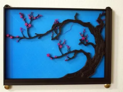Japanese Cherry Tree Painting - Horizontal Free 3D print model