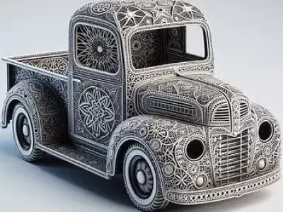 3D Festive Truck Christmas Decoration 3D print model