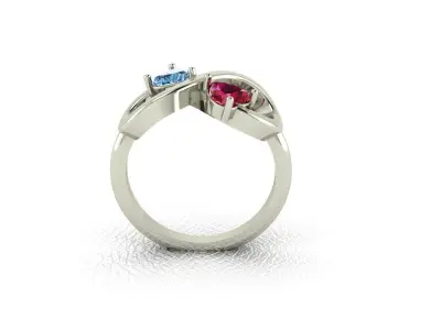 two hearts ring 3D print model