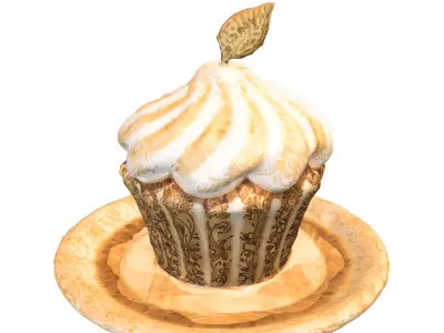 Baroque Cupcake Low-poly 3D model