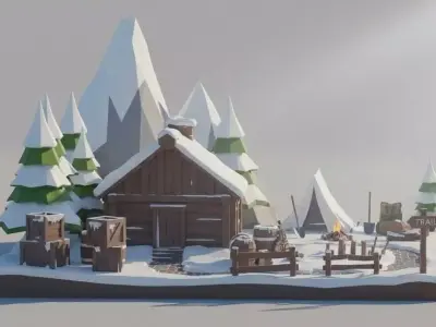 Winter Sale PRO Low Poly Winter Environment Assets Bundle  Low-poly 3D model