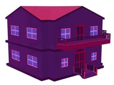  House 3D Model  Game Ready Low Poly Low-poly 3D model