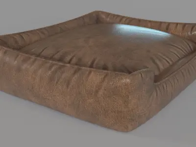 Lounge Faux Leather Vintage Medium Dog Bed 3D model