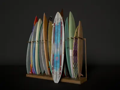 Surfboard Collection Pack - Game-Reedy  Low-poly 3D model