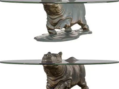 Playful Hippopotamus Coffee Table Whimsical Furniture Low-poly 3D model
