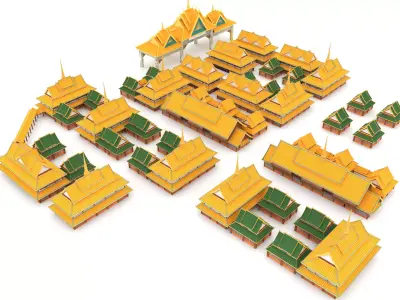Thailand architecture Low-poly 3D model