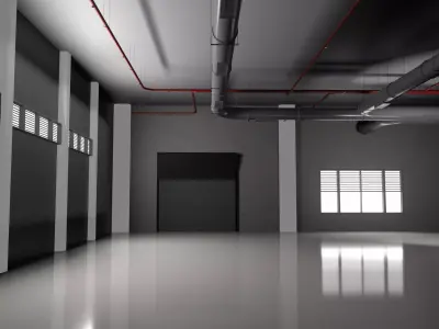 GARAGE 2 car studio interior Warehouse Low-poly 3D model