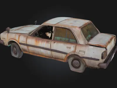Rusty Classic Sedan  Timeworn Elegance from a Bygone Era 3D model