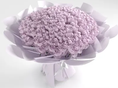 Bouquet of 100 rose roses 3D model