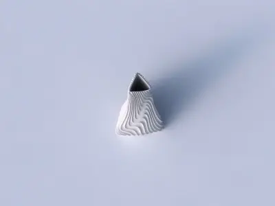 Vase grounded triangle with wavy extruded lines 3 3D print model purchase