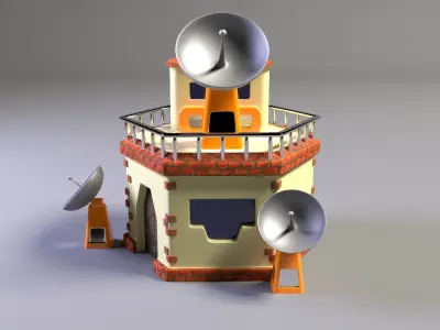 Scifi stylized headquarters 3D model