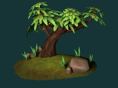 Lowpoly island with tree Free low-poly 3D model