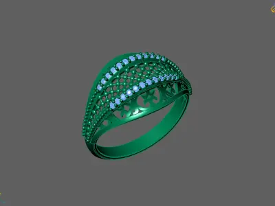 Women Ring With Stone Diamond Ready STL 3DM Models Womens Rings 3D print model order