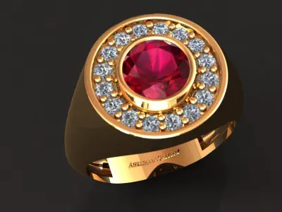 3D printable signet ring 3D print model