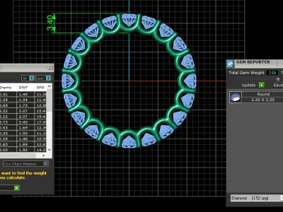 U Shaped Eternity Ring 3 point 3 mm stone size swiss 12 and EU52 3D print model