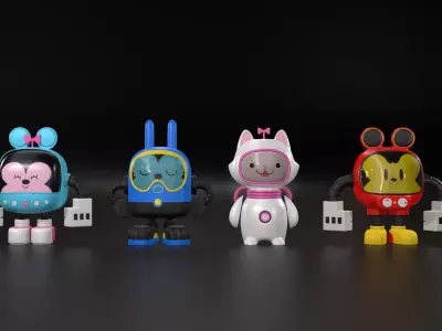 Disney Vinyl Figures   Mickey Minnie Marie Oswald 3D Model Collection