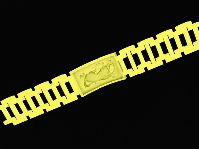 Luxury Engraved Chain Bracelet 3D Model for Men  4119 3D print model