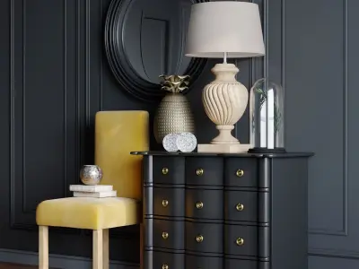Dresser with decor set 3D model purchase