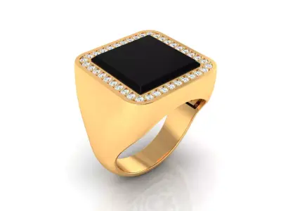 Ring M147 Mens luxury ring with enamel and gems 3D print model