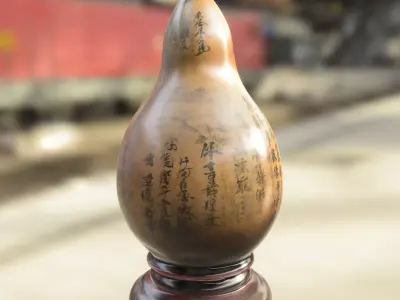 Antique Chinese Gourd Vessel with Stand Low-poly 3D model
