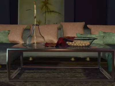 TABLE GLASS METAL Free 3D model