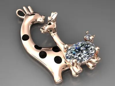 giraffe family 3D print model