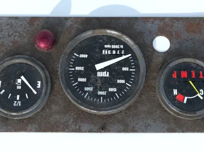 Old Dashboard Mile of construction roller  truck 3D model