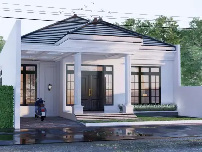 White Classic Luxury house Full Interior and furniture 3D model