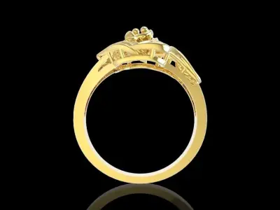 Gold Flower Artistic Ring 3D Model  631 3D print model