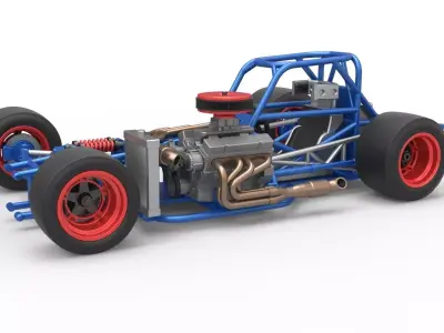 Supermodified front engine race car Base Version 4 Scale 1 to 25 3D print model