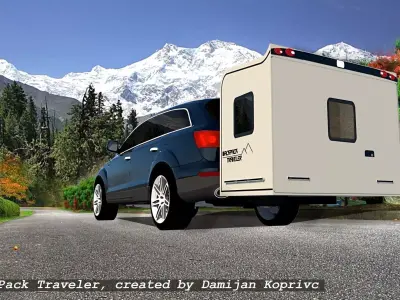 wheel Less trailer backpack traveller 3D model
