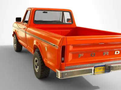 Ford Classic F100 pickup 1976 New Orange Low-poly 3D model