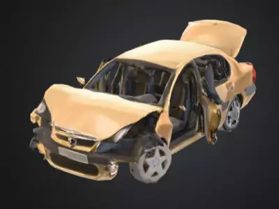 Rusty Junk Car Low-poly 3D model