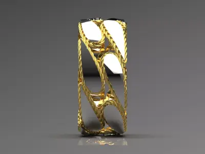 textured and mirrored design stl 3d gold ring model gr0041 3D print model