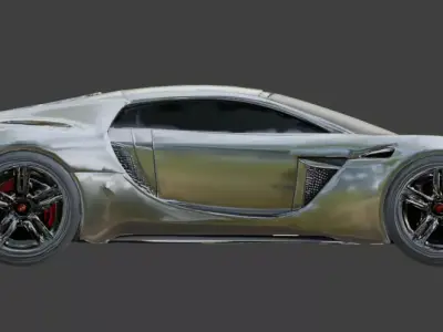 Luxury Silver Aerodynamic Car 3D Model Low-poly 3D model