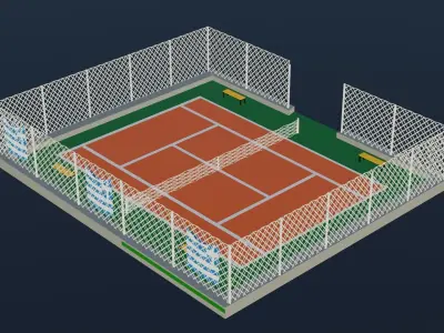 Tennis Court - Greece Low-poly 3D model