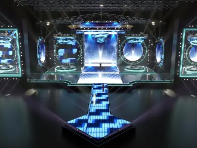 countdown music stage Low-poly 3D model